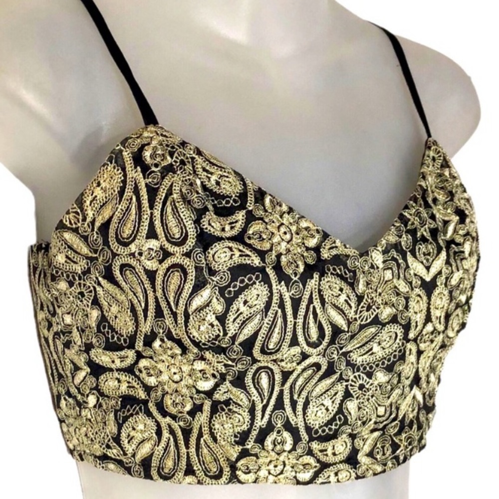 UO urban outfitters paisley embroidered Metallic Thread crop top